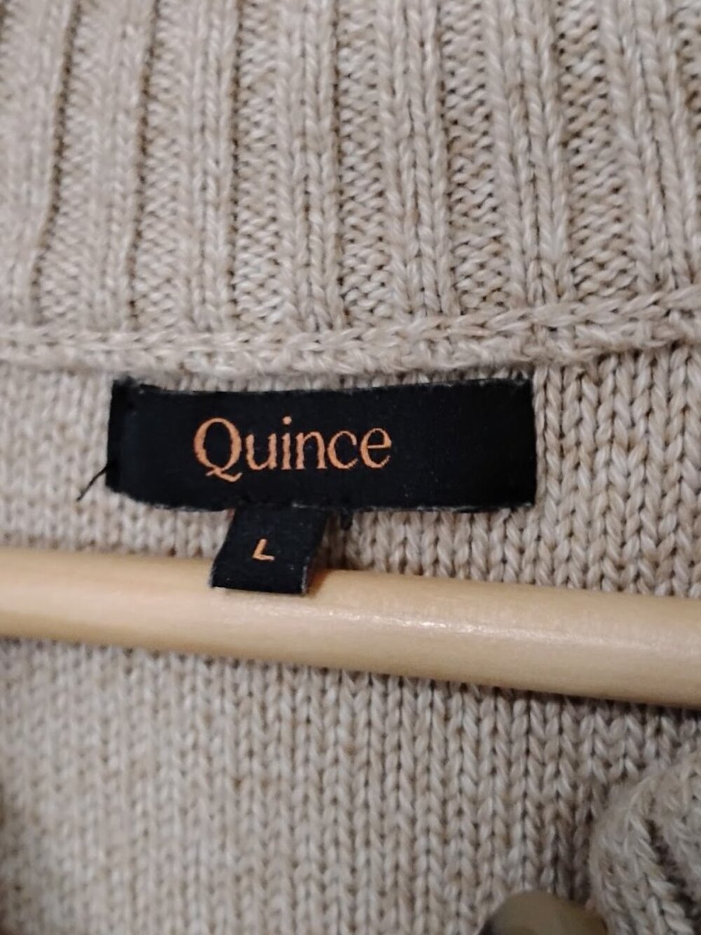 Quince Women's Beige 100% Organic Cotton Button-Front Knit Cropped Cardigan Sz L - Picture 4 of 5
